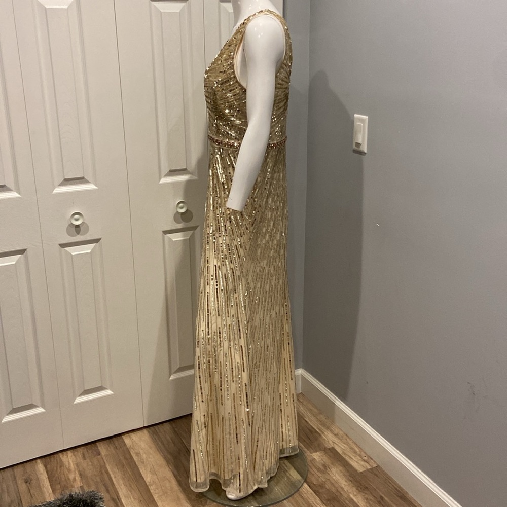 NWOT Mac Duggal cream beaded gown - Picture 9 of 14